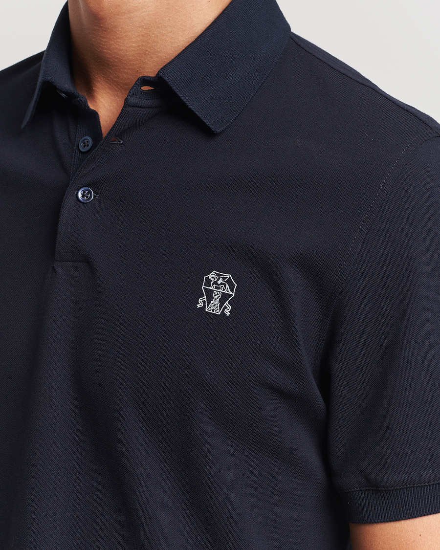 Men | Polo Shirts | Brunello Cucinelli | Short Sleeve Logo Polo Navy