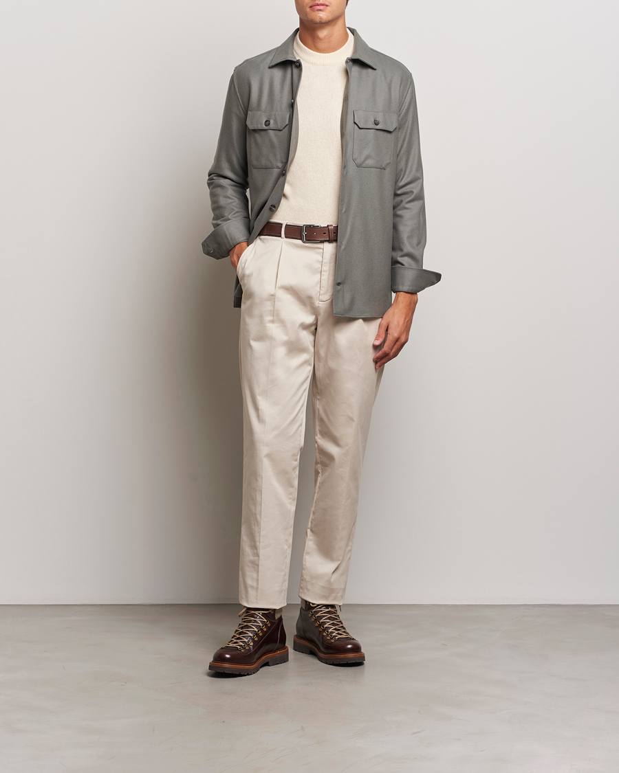 Men | Shirts | Brunello Cucinelli | Double Pocket Overshirt Olive