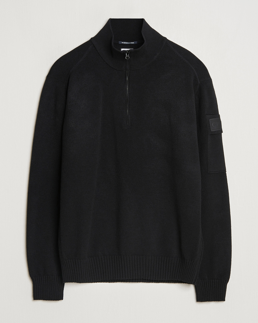 Men | Sweaters & Knitwear | C.P. Company | Metropolis Knitted Wool Half Zip Black
