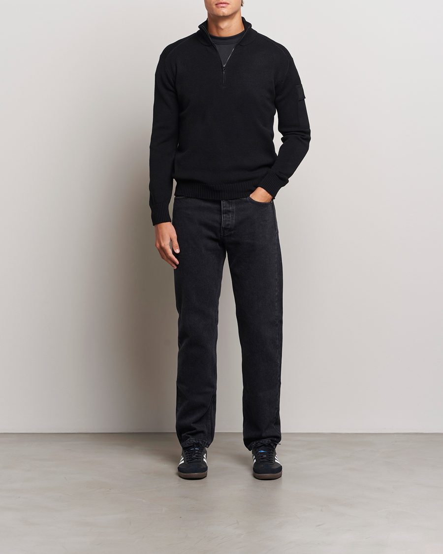 Men | Sweaters & Knitwear | C.P. Company | Metropolis Knitted Wool Half Zip Black