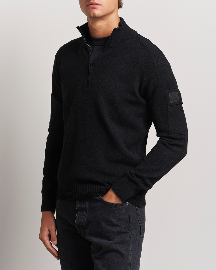 Men | Sweaters & Knitwear | C.P. Company | Metropolis Knitted Wool Half Zip Black