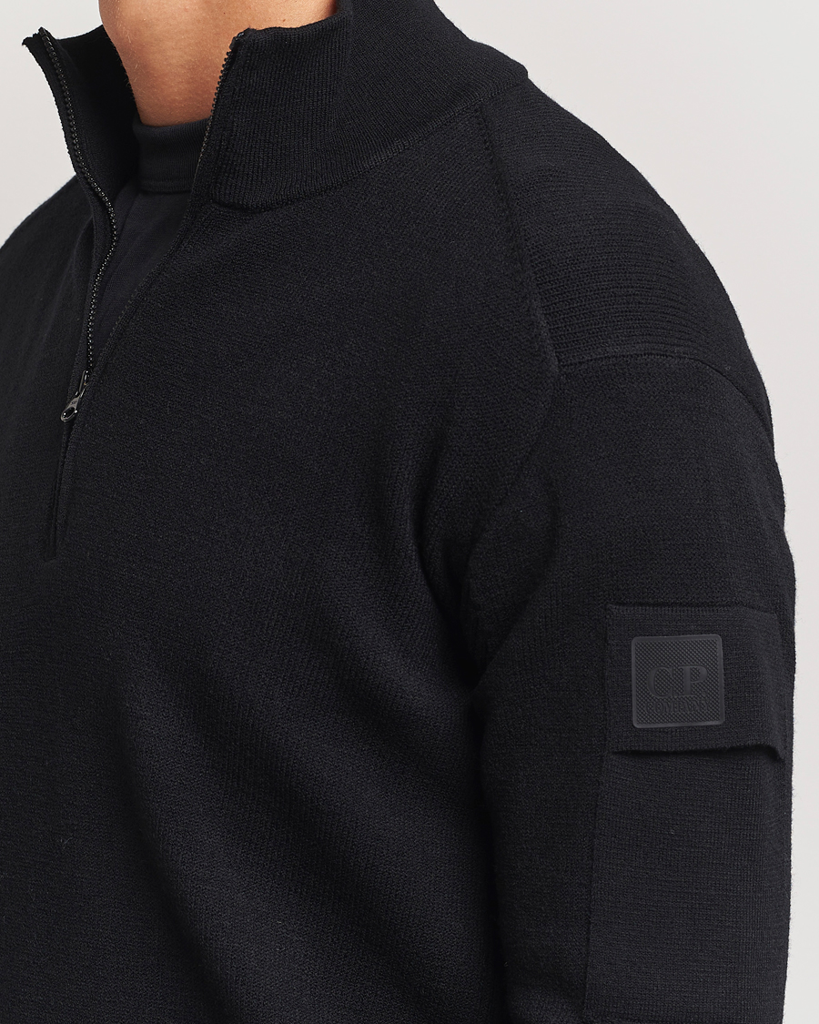 Men | Sweaters & Knitwear | C.P. Company | Metropolis Knitted Wool Half Zip Black