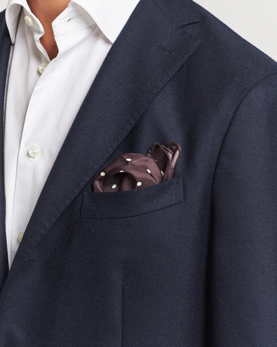 Men | Pocket Squares | Morris | Dot Pocket Square Brown