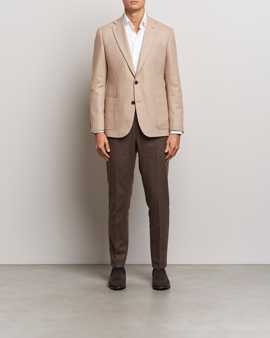 Men | Blazers | Morris | Tweed Herringbone Blazer Brown