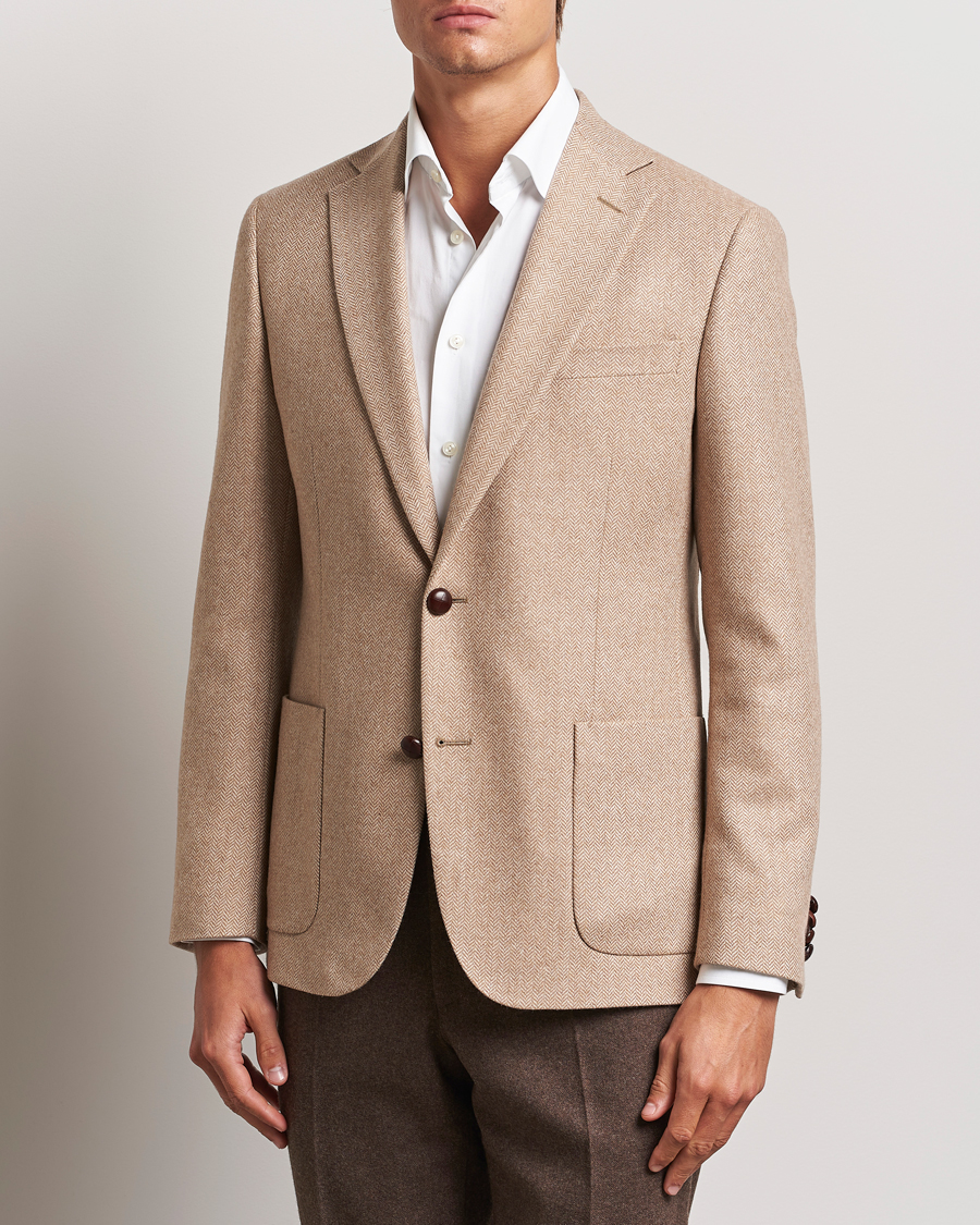 Men | Blazers | Morris | Tweed Herringbone Blazer Brown