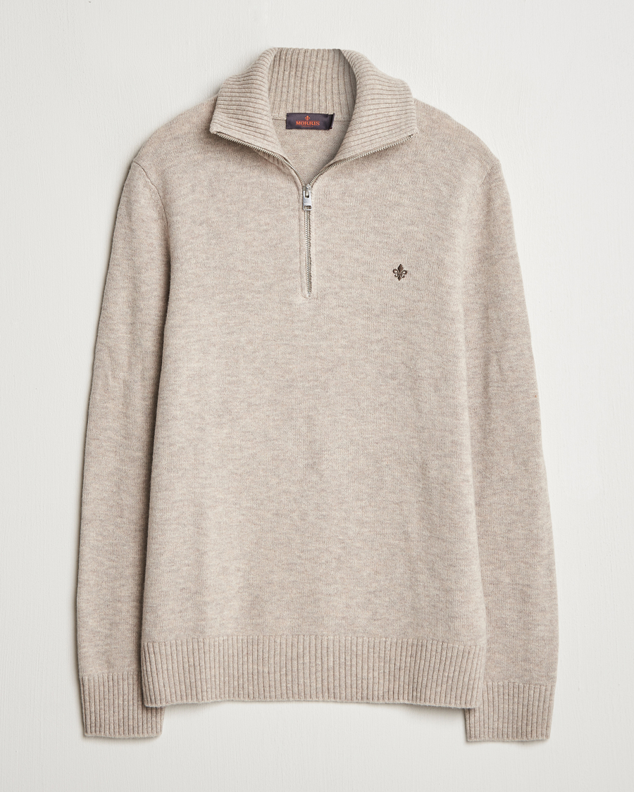Men | Sweaters & Knitwear | Morris | Hertford Merino Half Zip Khaki