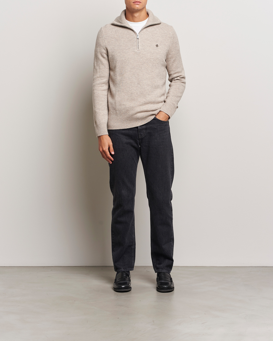 Men | Sweaters & Knitwear | Morris | Hertford Merino Half Zip Khaki