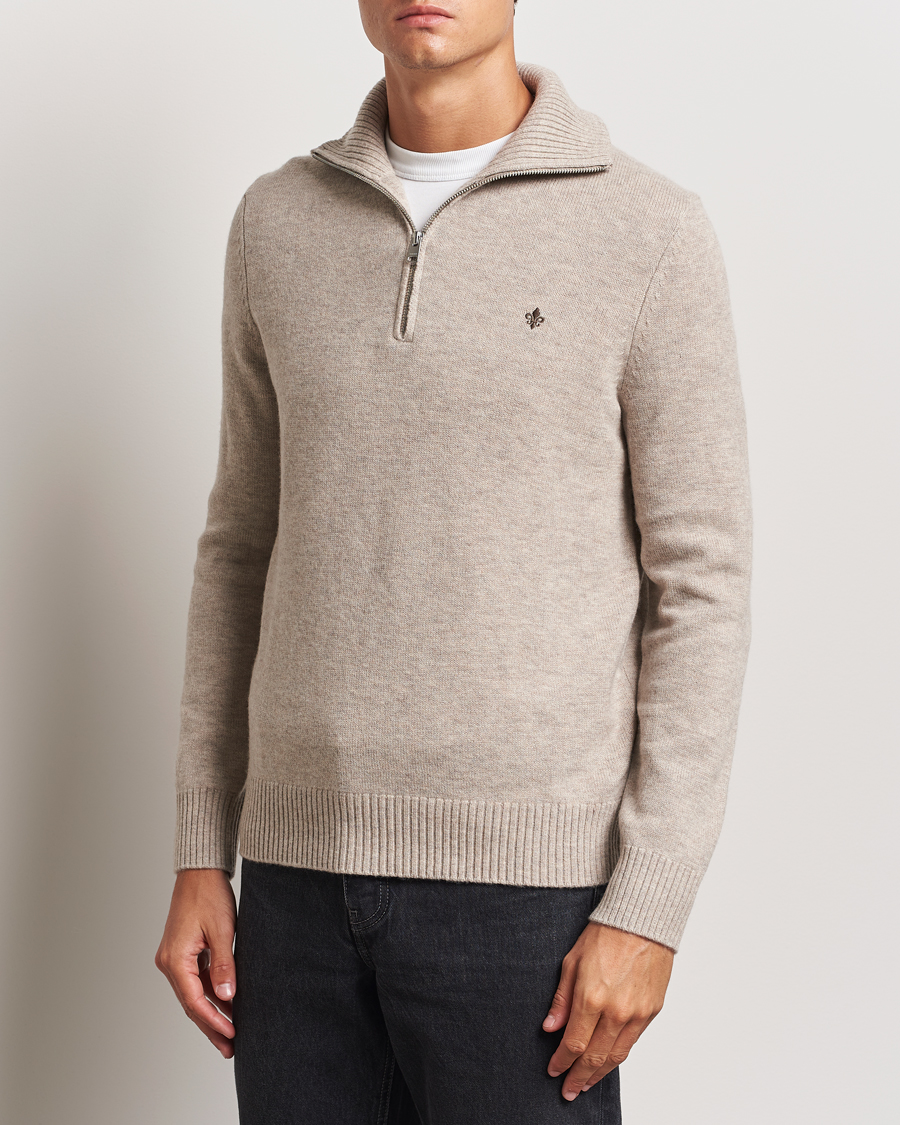 Men | Sweaters & Knitwear | Morris | Hertford Merino Half Zip Khaki