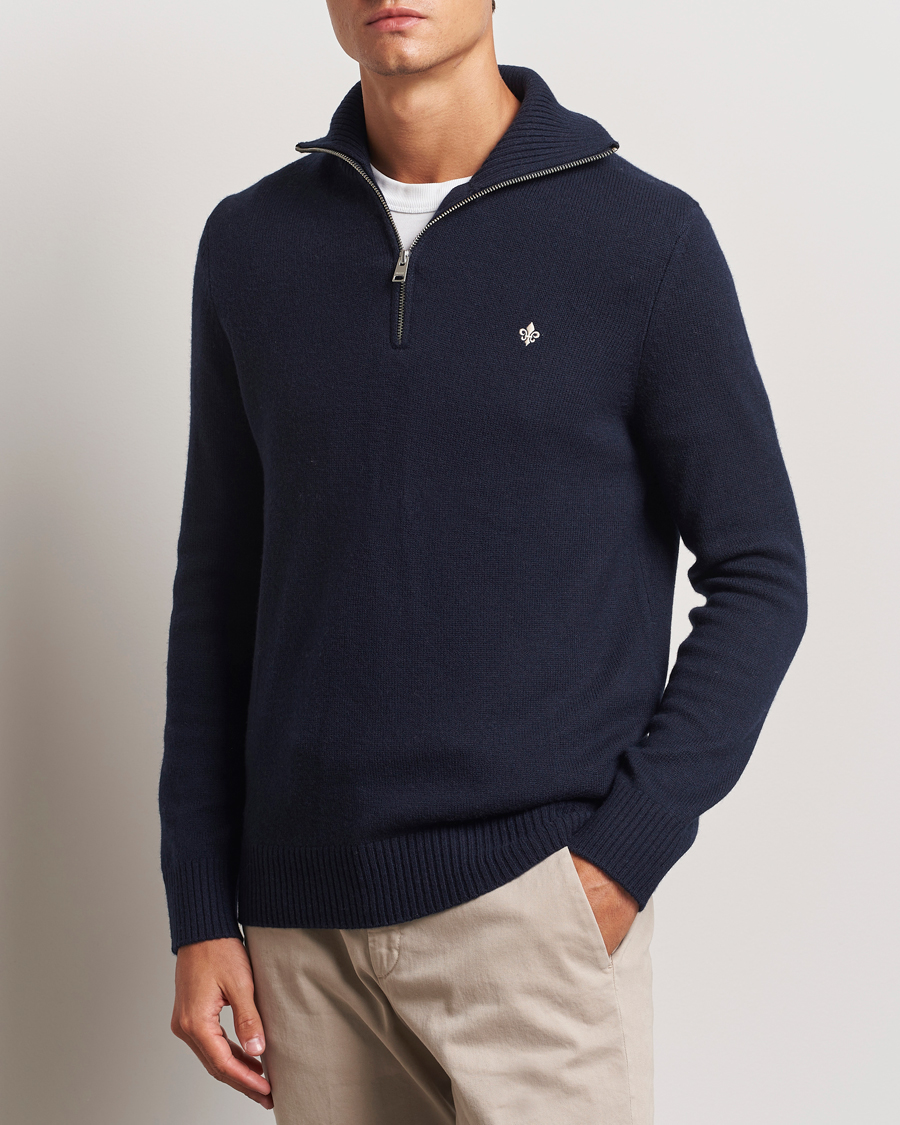 Men | Sweaters & Knitwear | Morris | Hertford Merino Half Zip Navy