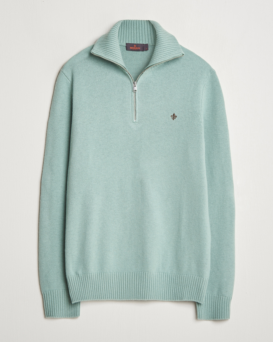 Men | Sweaters & Knitwear | Morris | Hertford Merino Half Zip Green