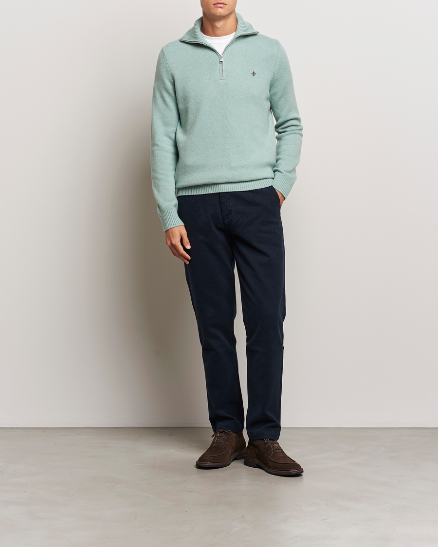 Men | Sweaters & Knitwear | Morris | Hertford Merino Half Zip Green