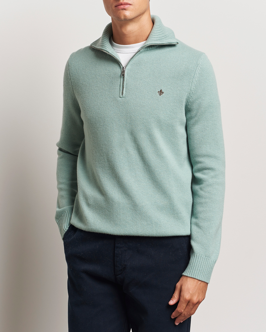 Men | Sweaters & Knitwear | Morris | Hertford Merino Half Zip Green
