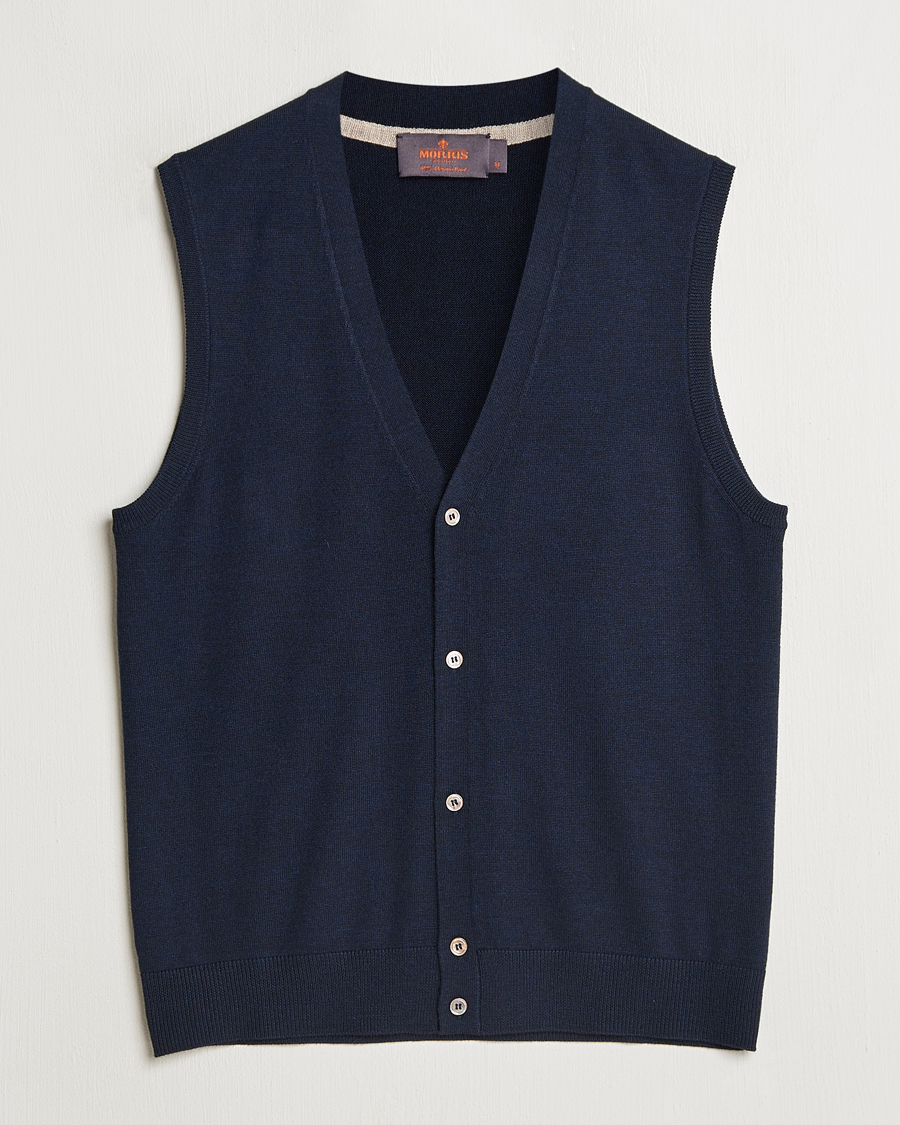 Men | Sweaters & Knitwear | Morris | Merino Slipover Vest Navy