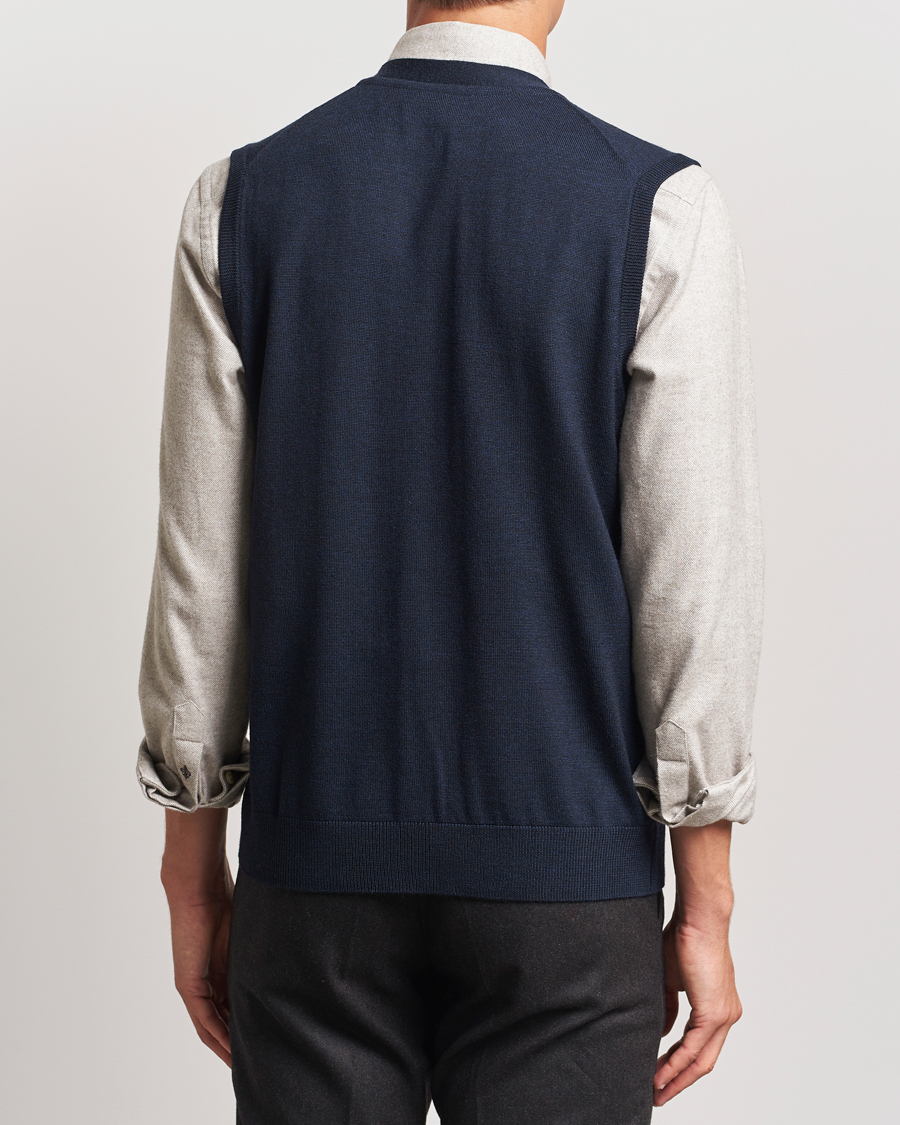 Men | Sweaters & Knitwear | Morris | Merino Slipover Vest Navy
