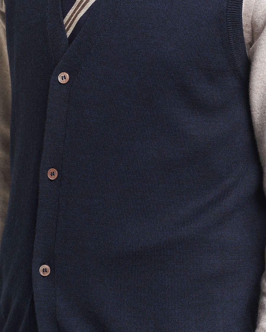 Men | Sweaters & Knitwear | Morris | Merino Slipover Vest Navy