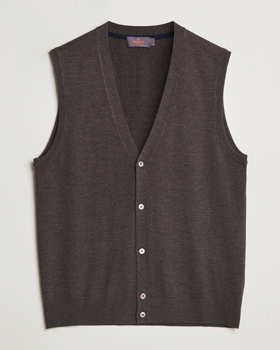 Men | Sweaters & Knitwear | Morris | Merino Slipover Vest Brown