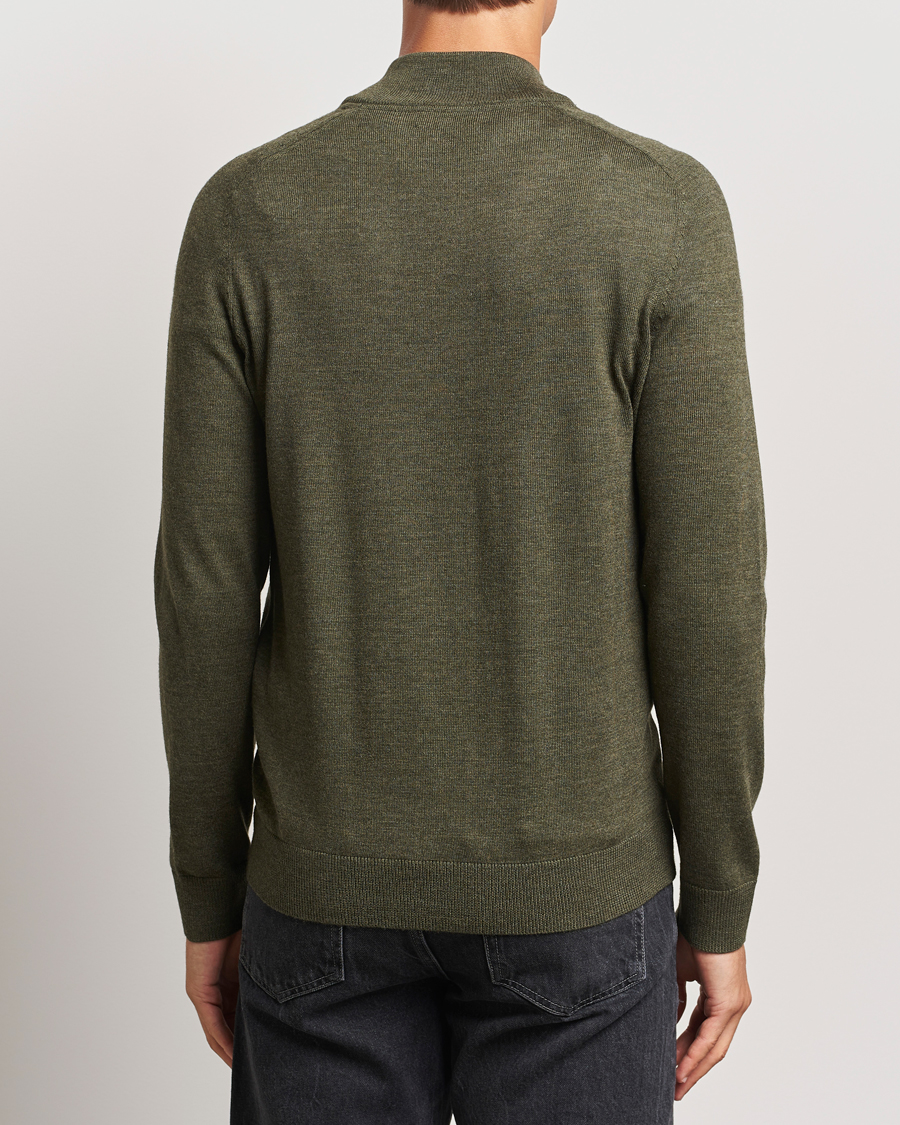 Men | Sweaters & Knitwear | Morris | John Merino Half Zip Olive