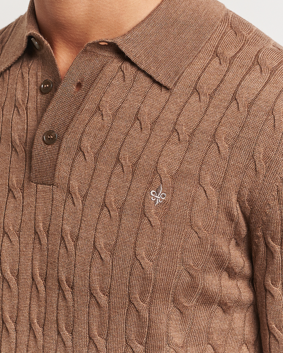 Men | Sweaters & Knitwear | Morris | Merino Cable Polo Knit Camel