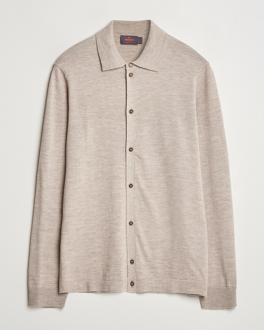 Men | Sweaters & Knitwear | Morris | Merino Knitted Shirt Khaki