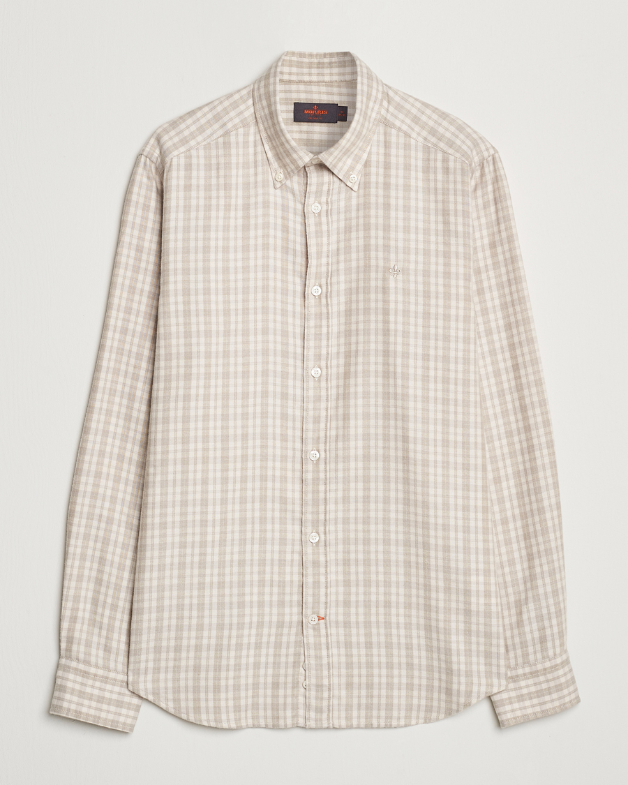Men | Shirts | Morris | Soft Check Flannel Shirt Khaki