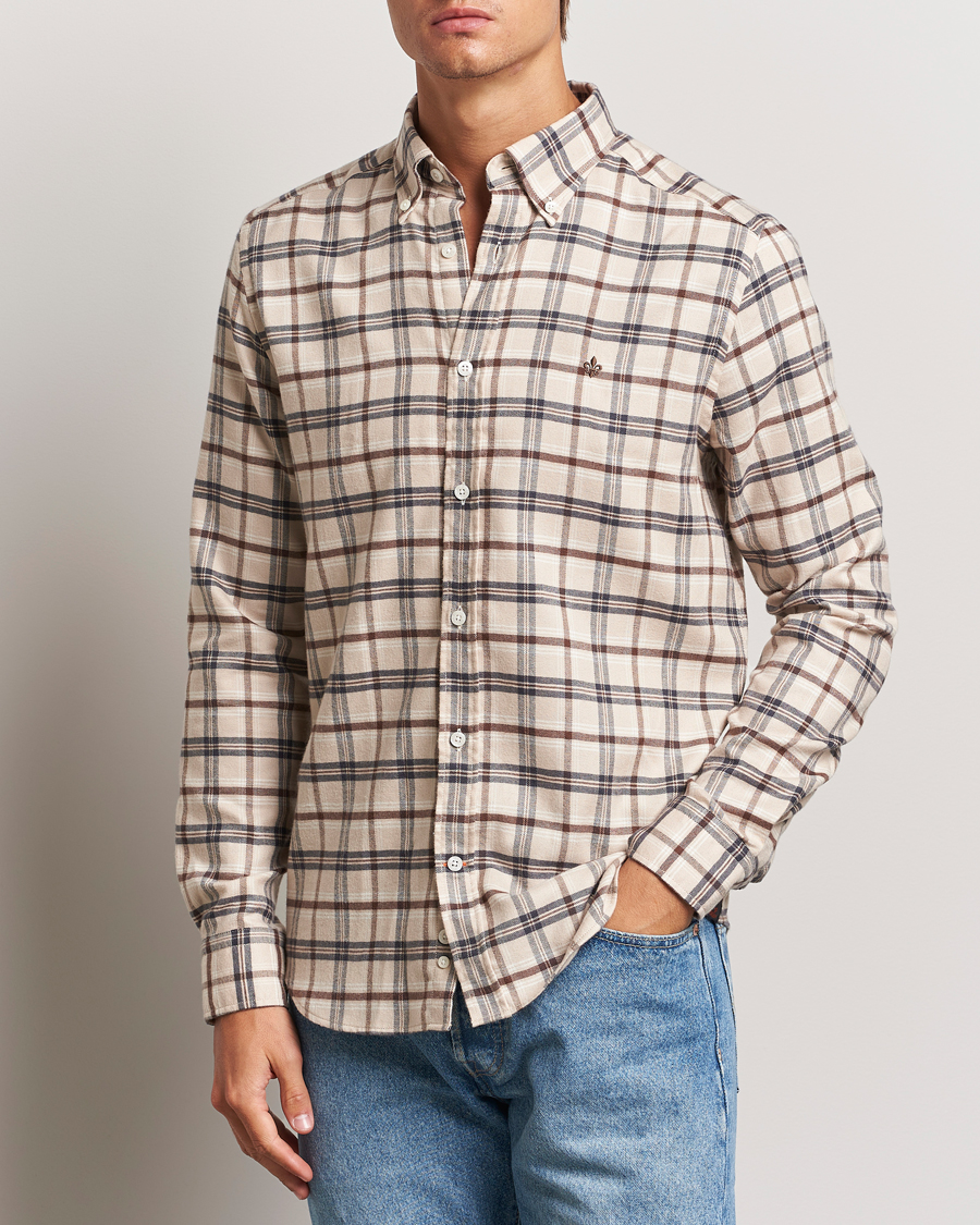 Men | Shirts | Morris | Soft Check Flannel Shirt Camel