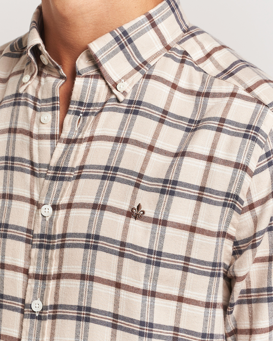 Men | Shirts | Morris | Soft Check Flannel Shirt Camel