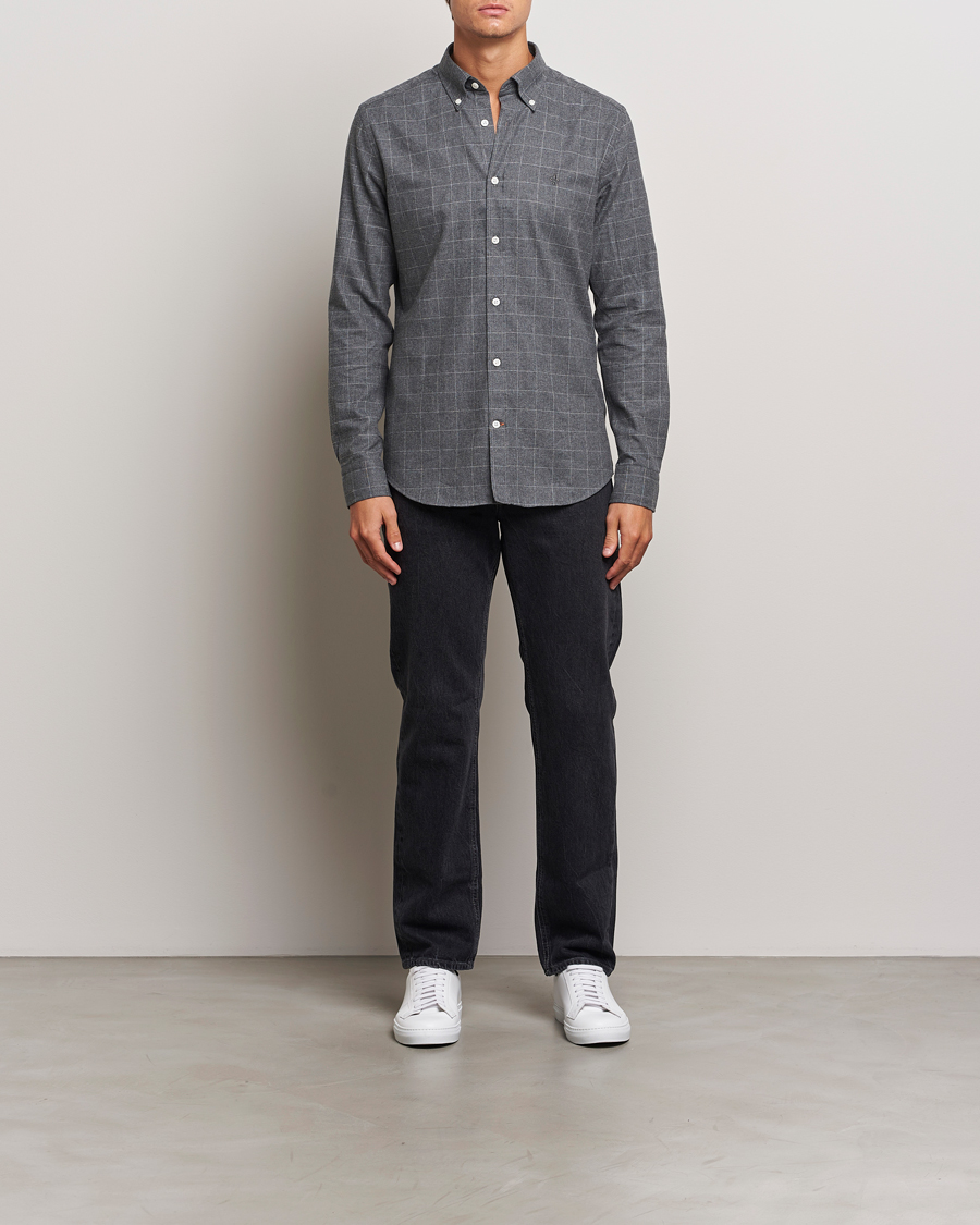 Men | Shirts | Morris | Flannel Overcheck Shirt Grey
