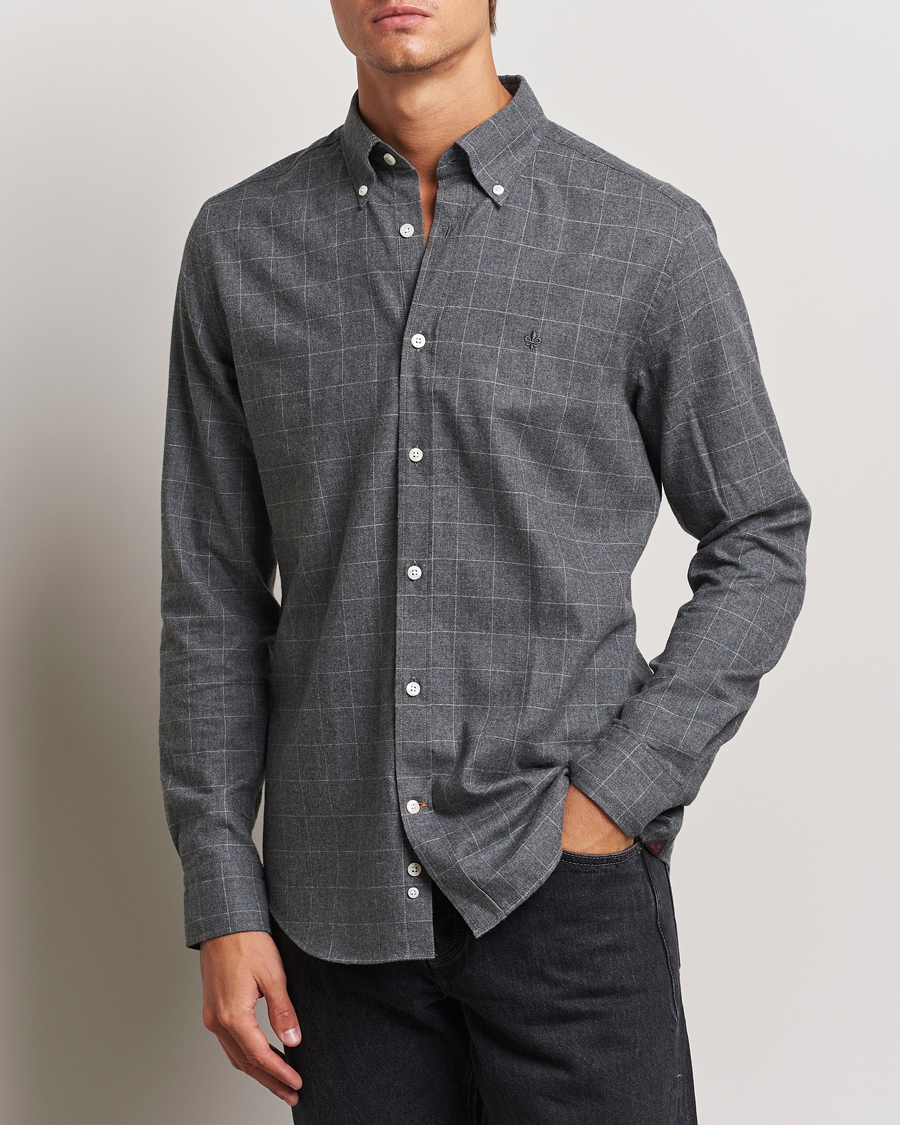 Men | Shirts | Morris | Flannel Overcheck Shirt Grey