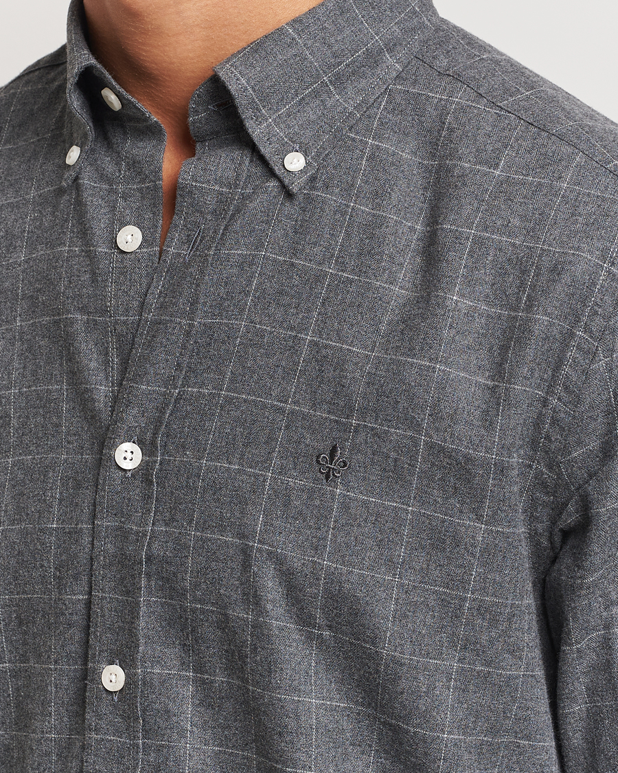 Men | Shirts | Morris | Flannel Overcheck Shirt Grey