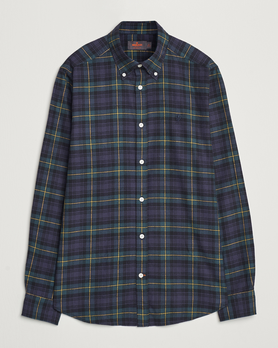 Men | Shirts | Morris | Flannel Tartan Shirt Navy