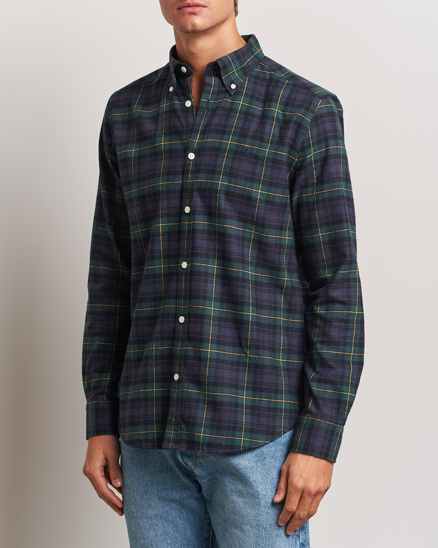 Men | Shirts | Morris | Flannel Tartan Shirt Navy