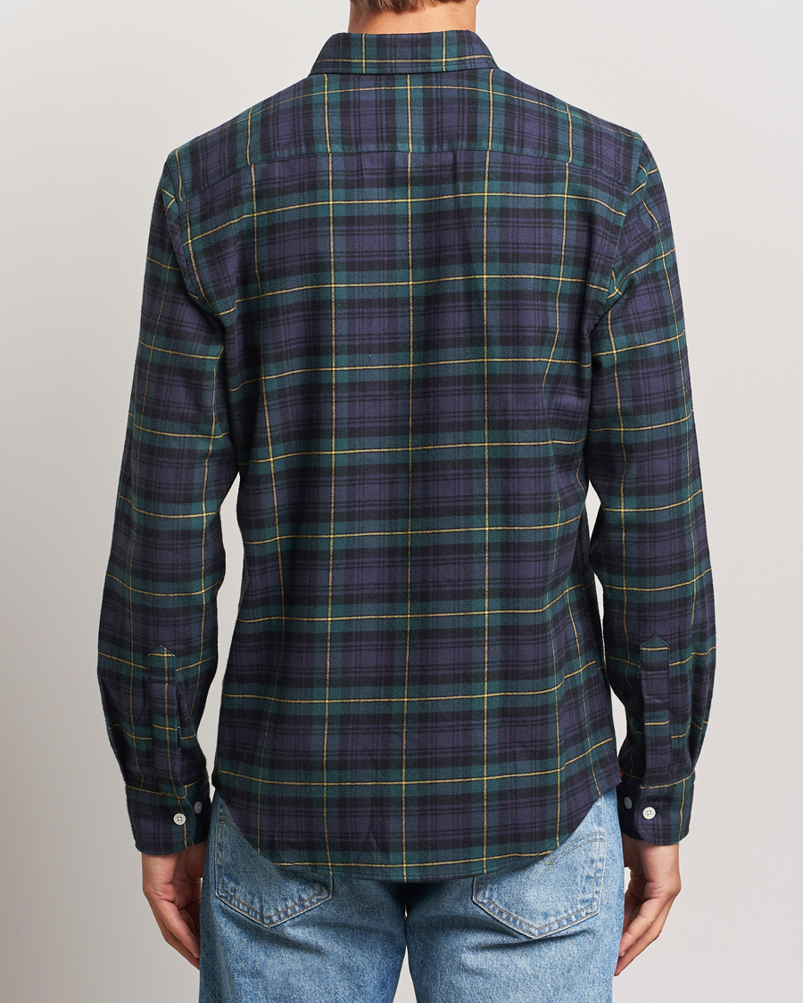 Men | Shirts | Morris | Flannel Tartan Shirt Navy