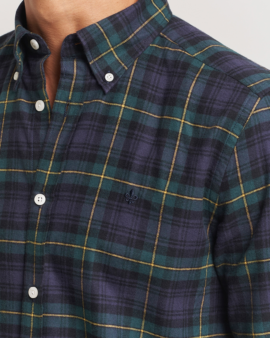 Men | Shirts | Morris | Flannel Tartan Shirt Navy
