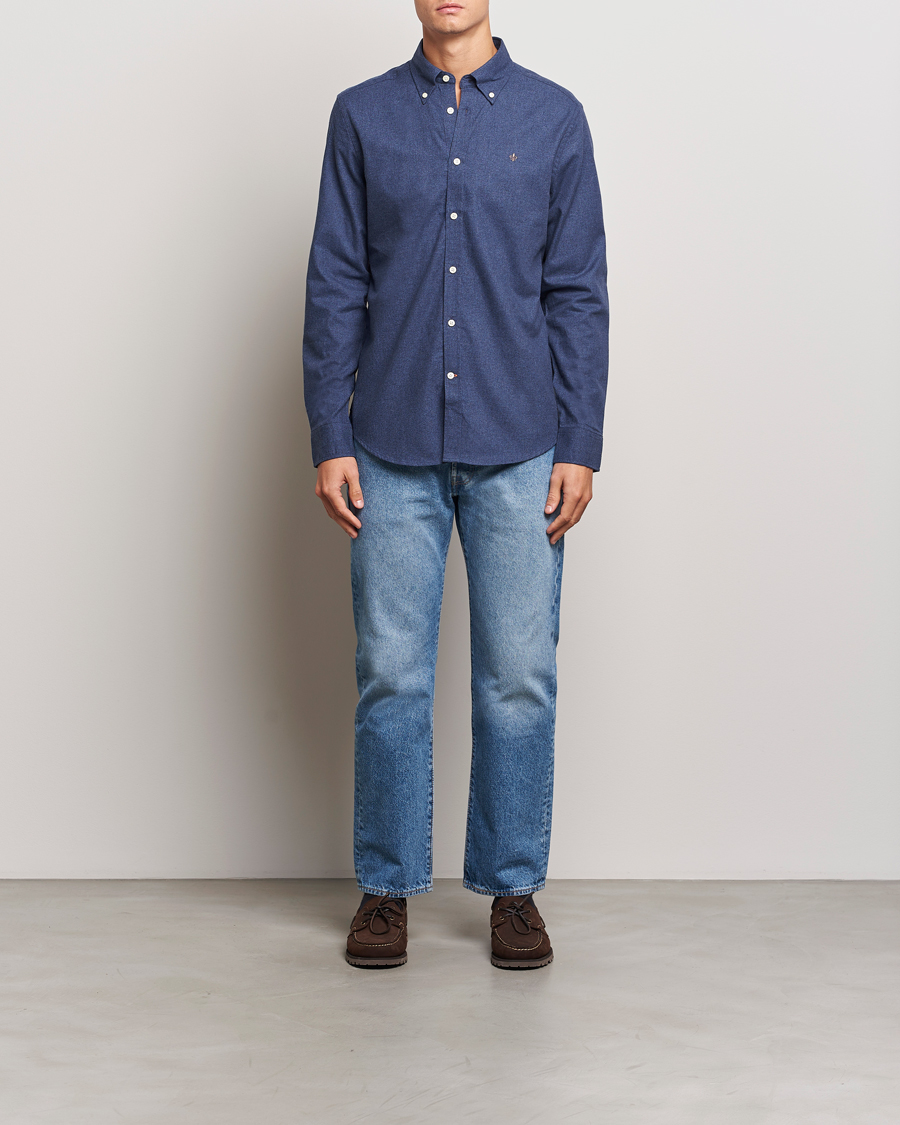 Men | Shirts | Morris | Watts Flannel Shirt Navy