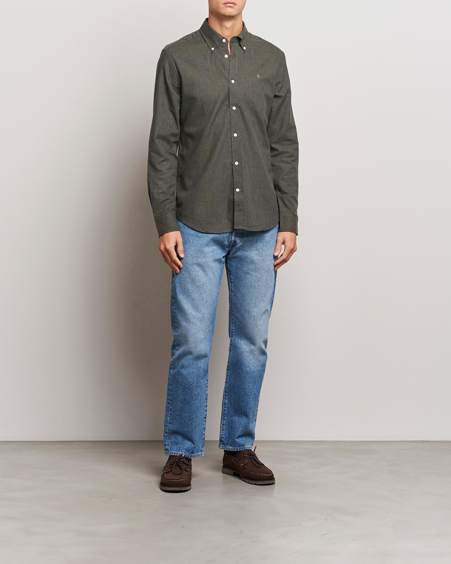 Men | Shirts | Morris | Watts Flannel Shirt Olive