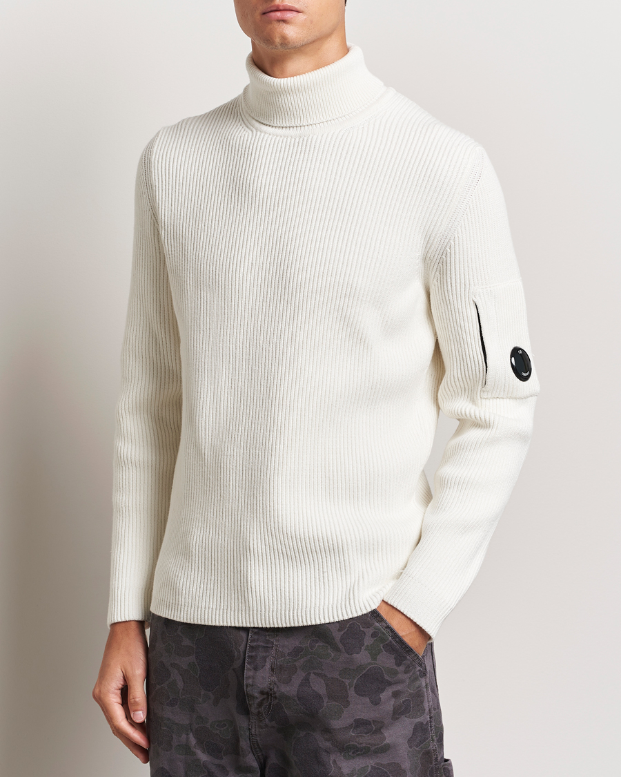 Men | Sweaters & Knitwear | C.P. Company | Full Rib Knitted Cotton Rollneck Off White