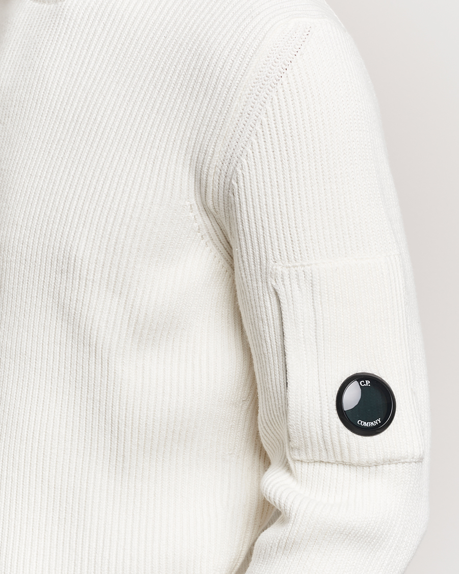 Men | Sweaters & Knitwear | C.P. Company | Full Rib Knitted Cotton Rollneck Off White