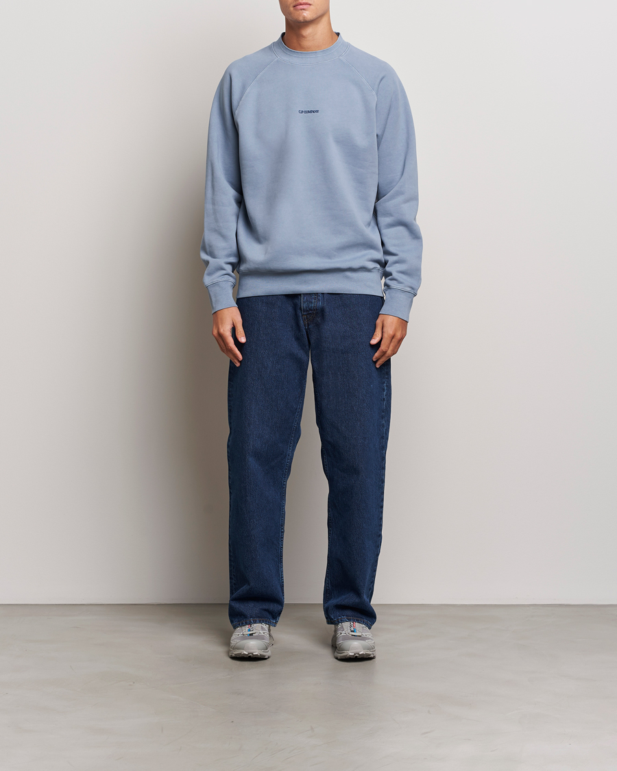 Men | Sweaters & Knitwear | C.P. Company | Brushed Emerized Fleece Sweatshirt Light Blue