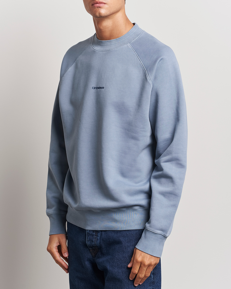 Men | Sweaters & Knitwear | C.P. Company | Brushed Emerized Fleece Sweatshirt Light Blue