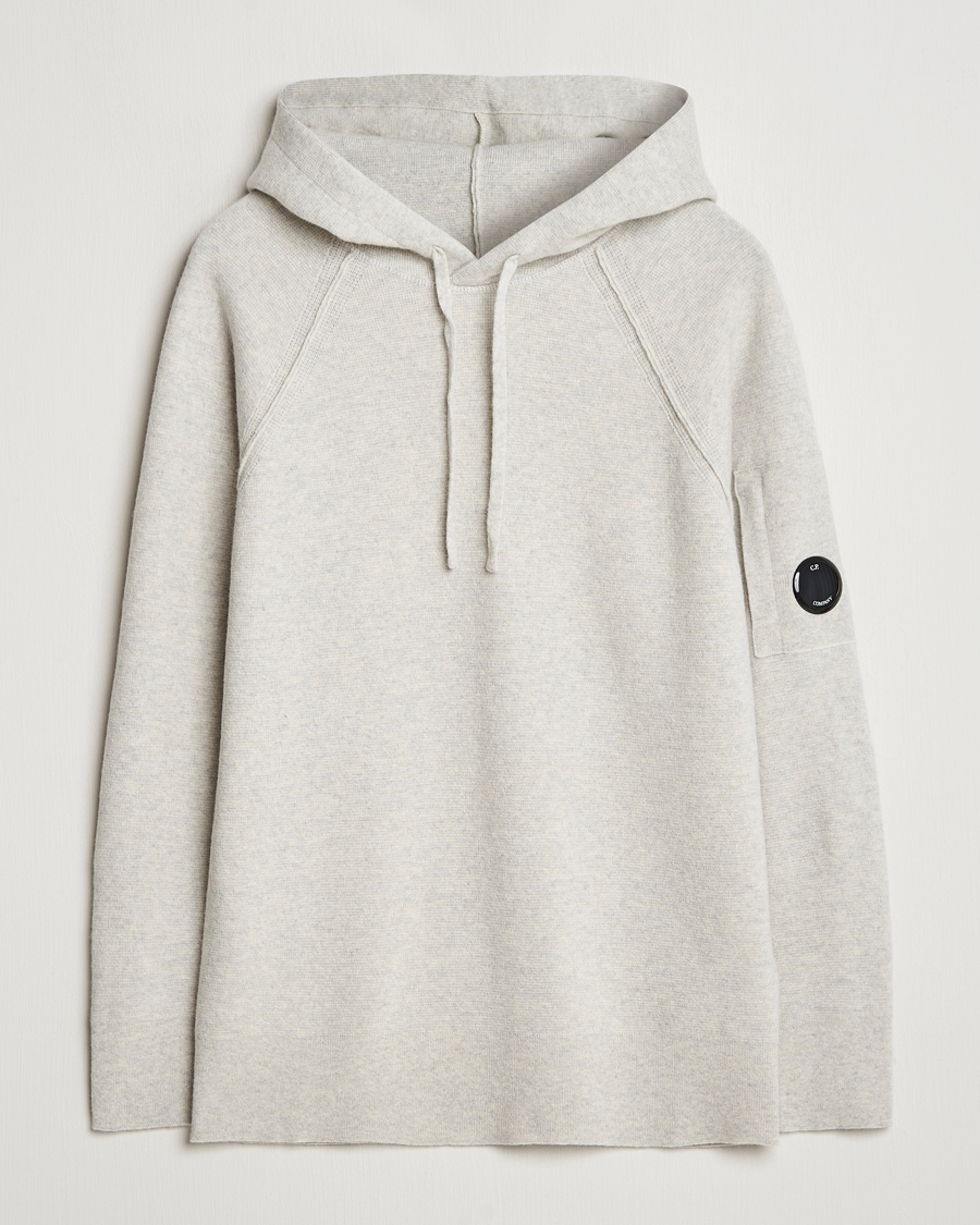 Men | Sweaters & Knitwear | C.P. Company | Lambswool Knitted Lens Hood Grey Melange