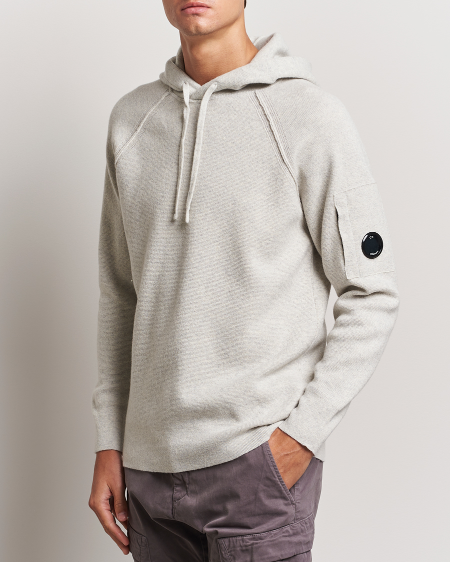Men | Sweaters & Knitwear | C.P. Company | Lambswool Knitted Lens Hood Grey Melange