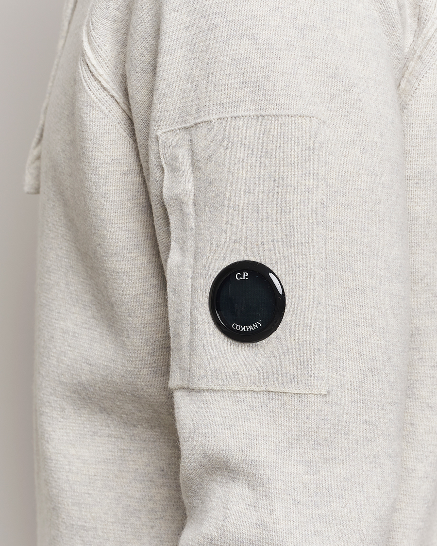 Men | Sweaters & Knitwear | C.P. Company | Lambswool Knitted Lens Hood Grey Melange