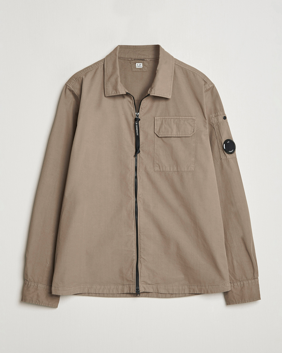 Men | Shirts | C.P. Company | Organic Cotton Gabardine Zip Overshirt Taupe