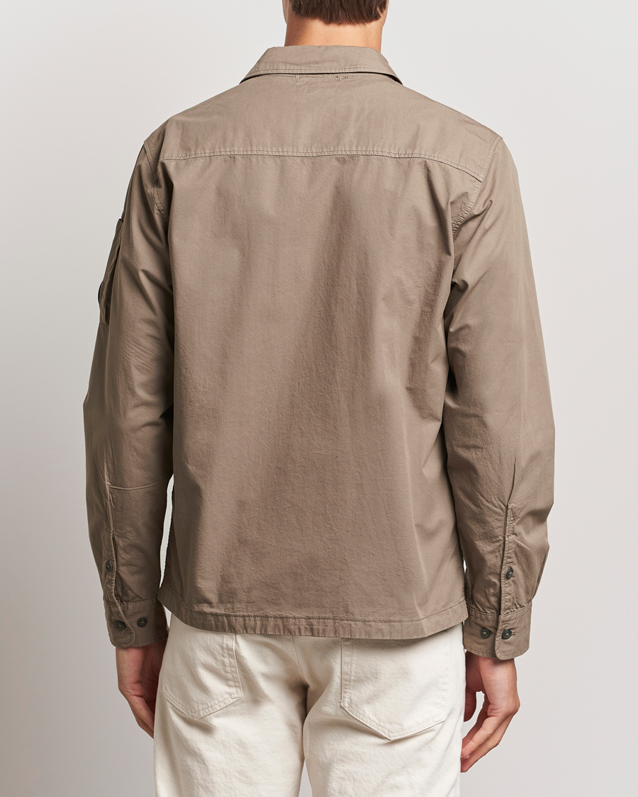 Men | Shirts | C.P. Company | Organic Cotton Gabardine Zip Overshirt Taupe
