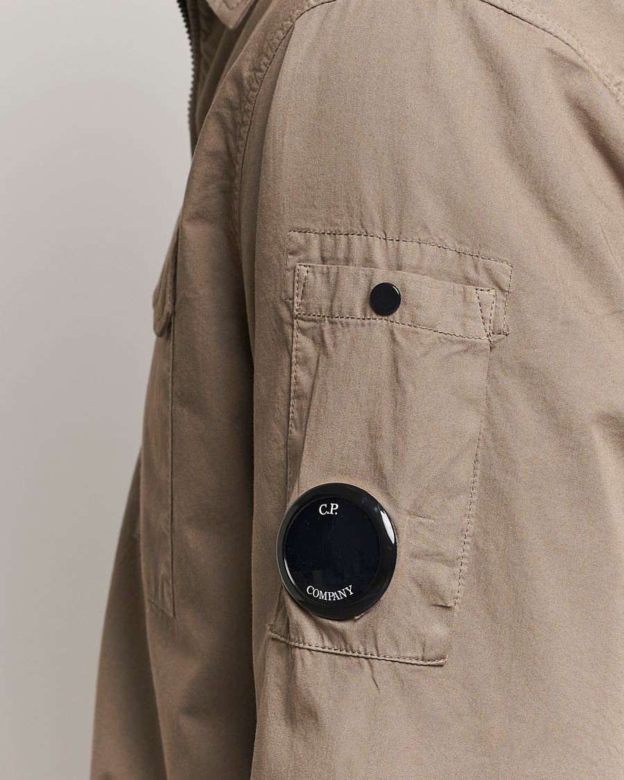 Men | Shirts | C.P. Company | Organic Cotton Gabardine Zip Overshirt Taupe