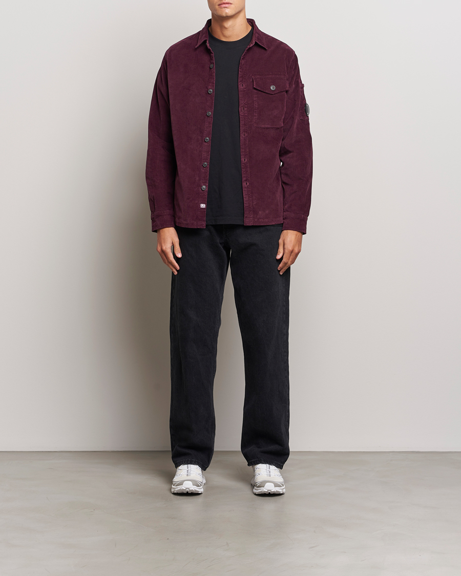 Men | Shirts | C.P. Company | Corduroy Lens Overshirt Burgundy