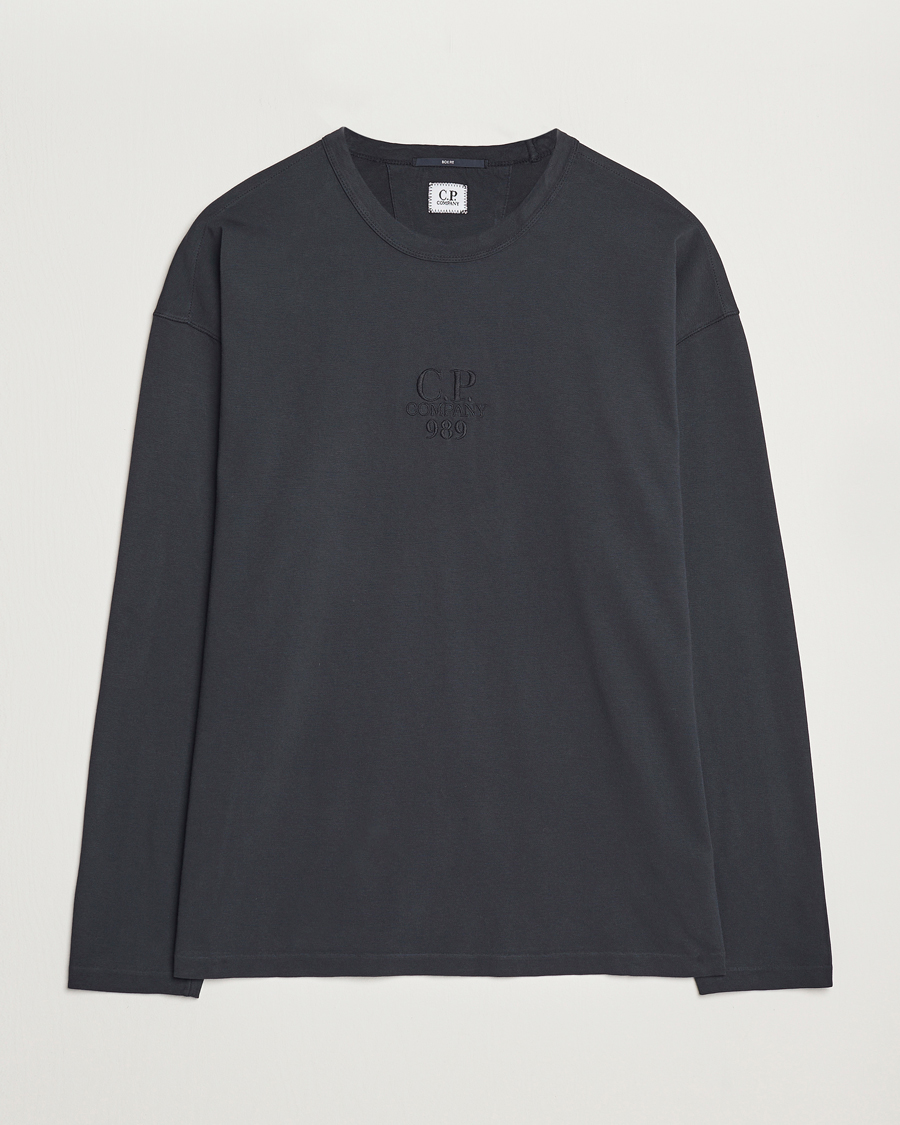 Men | T-Shirts | C.P. Company | Box Fit Tonal Logo Long Sleeve T-shirt Washed Black
