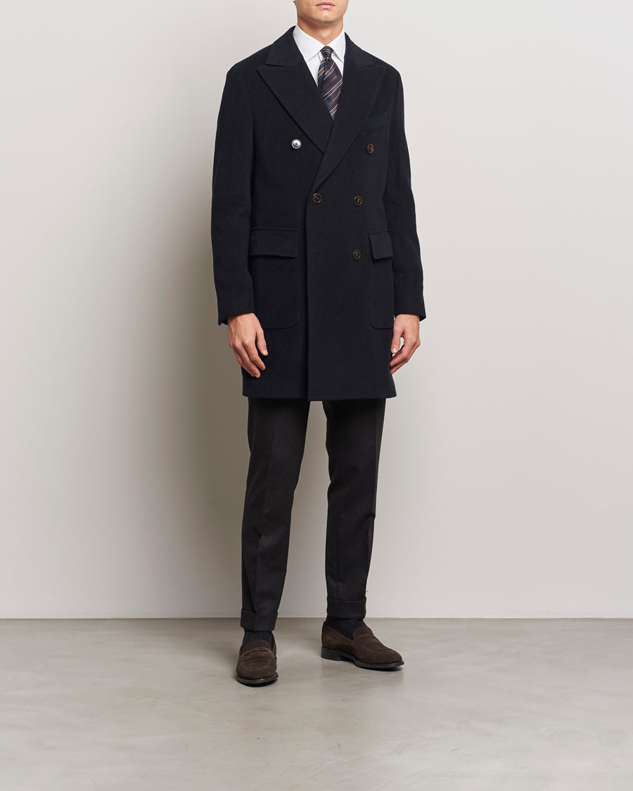 Men | Coats & Jackets | Morris Heritage | Brian Double Breasted Wool Coat Navy