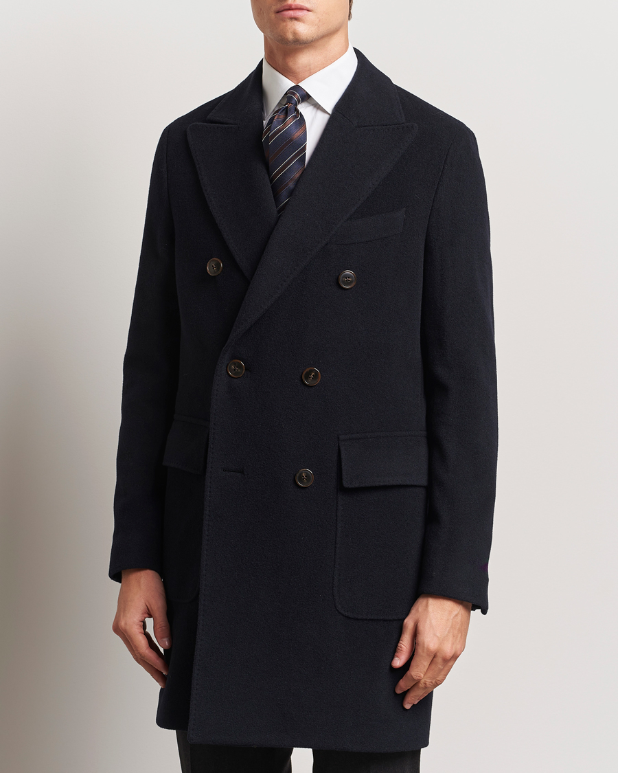 Men | Coats & Jackets | Morris Heritage | Brian Double Breasted Wool Coat Navy
