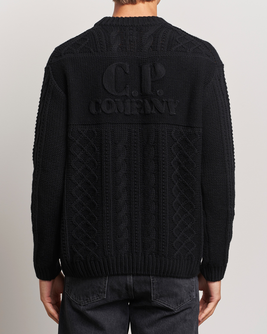 Men | Sweaters & Knitwear | C.P. Company | Heavy Knitted Lambswool Crewneck Black